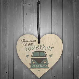 Red Ocean Together Caravan Wooden Hanging Family Plaque Shabby Chic Home Decor Sign Friendship Gift