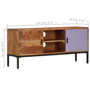 Berkfield TV Cabinet Honey Brown and Grey 110x30x50 cm Solid Wood Acacia