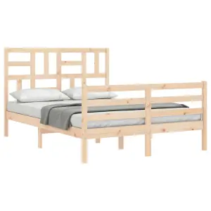 Berkfield Bed Frame with Headboard Small Double Solid Wood