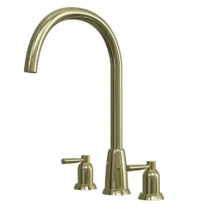 Artisan Kensington 3 Hole Traditional Kitchen Mixer Tap - Polished Brass