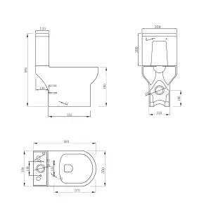 Herald White Close Coupled Short Projection WC Toilet Pan with Cistern and Soft Close Seat