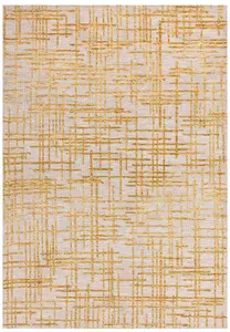 Modern Yellow Abstract Easy to Clean Rug for Living Room & Bedroom-120cm X 170cm