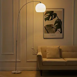 Modern Arched Height Adjustable Floor Lamp Floor Light with Marble Base 145 to 220CM