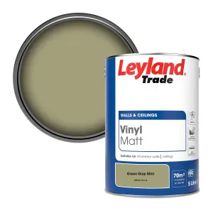 Leyland Trade Vinyl Matt Walls & Ceilings Emulsion Paint Green Gray Mist (PPG1113-4) 5L