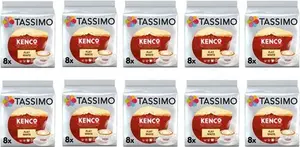 Tassimo Kenco Flat White Coffee Pods - 10 Packs (Total 80 Flat White Milky Coffee Drinks)