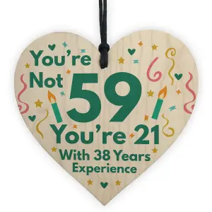 Red Ocean Funny Birthday Gifts Novelty 59th Birthday Gift Wooden Heart Sign Funny Birthday Card