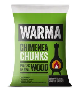 2 x Warma Chimenea Wood Chunks Kiln Dried Wood Logs Fire Pit Fuel 7kg