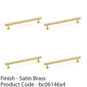 4 PACK - Straight Square Bar Pull Handle - Satin Brass 192mm Centres SOLID BRASS Drawer