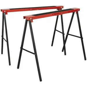 PAIR Fold Down Trestles - 100kg Capacity Each - 995mm Width - Pressed Steel