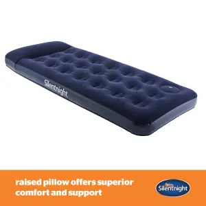 Silentnight Camping Collection Flock Airbed - Footpump - Blue - Single