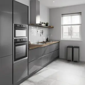 GoodHome Stevia Gloss anthracite Slab Appliance Cabinet door (W)600mm (H)453mm (T)18mm