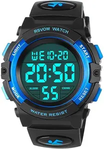 RSVOM Kids Boys Watches, Waterproof Outdoor Digital Sports Watch With Alarm/Stopwatch, Kids Digital Wrist Watches For Birthday Gifts/Gifts Blue, S,