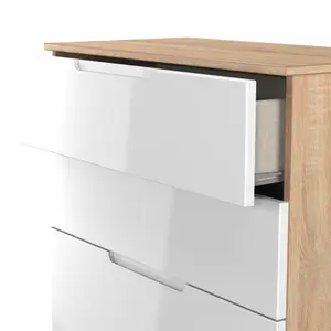 Milan Ready assembled White & oak 4 Drawer Chest (H)1067mm (W)740mm (D)390mm