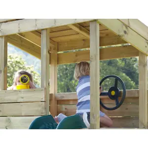 Rebo Wooden Lookout Tower Playhouse with 6ft Slide & Swing - Redwood