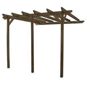 Wall Mounted Garden Pergola 3 Posts - Wood - L240 x W420 x H270 cm - Rustic Brown