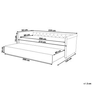 Fabric EU Small Single Trundle Bed Grey LIBOURNE