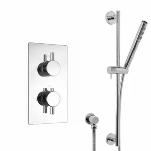 ENKI Venice Chrome Round Concealed Brass Thermostatic Handheld Shower Kit SH0576