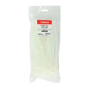 Timco - Cable Ties - Natural (Size 4.8 x 200 - 100 Pieces)