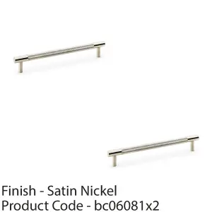 2 PACK - Knurled T Bar Door Pull Handle - Satin Nickel - 160mm Centres Premium Drawer