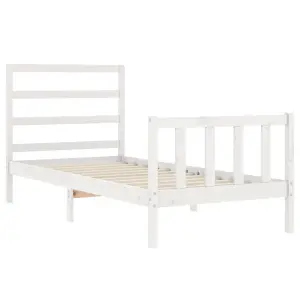 Berkfield Bed Frame with Headboard White 90x190 cm Solid Wood