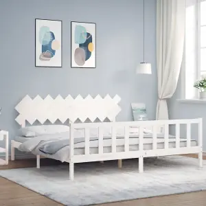 Berkfield Bed Frame with Headboard White 200x200 cm Solid Wood