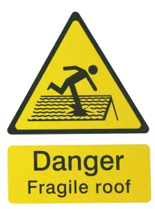 Danger fragile roof Self-adhesive labels, (H)200mm (W)150mm