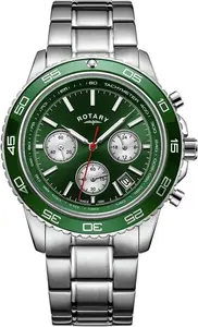 Rotary Men's Stainless Steel Green Dial Bracelet Watch