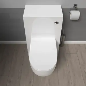 Nes Home 500mm WC Unit & D Shape Rimless Round Back To Wall Toilet With Cistern