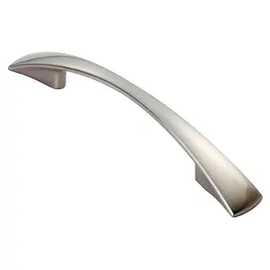 Tapered Pull Handle 138 x 16mm 96mm Fixing Centres Satin Nickel Curved Bow