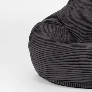 icon Dalton Corduroy Bean Bag Chair & Pouffe Charcoal Grey Recliner Bean Bags