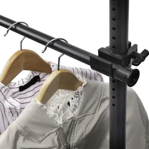 House of Home Telescopic Clothes Rail Double Wardrobe Hanging Rack Adjustable Storage Black