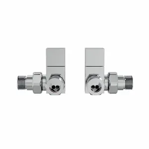 Rinse Bathrooms Modern Corner Towel Radiator Valves Square Twin Pack 1/2" x 15mm Chrome