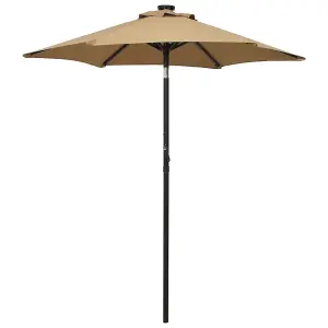 Berkfield Parasol with LED Lights Taupe 200x211 cm Aluminium