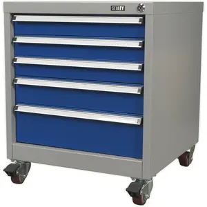 Versatile 5 Drawer Mobile Industrial Storage Cabinet with Heavy Duty Wheels