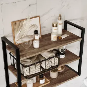 Lana Matt Wood Rectangular Wall-mounted Bathroom Shelf (D)23.5cm (H)48cm (L)23.5cm