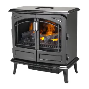 Dimplex Optimyst 2000W Gloss Noir Cast enamel effect Electric Stove (H)660mm (W)620mm