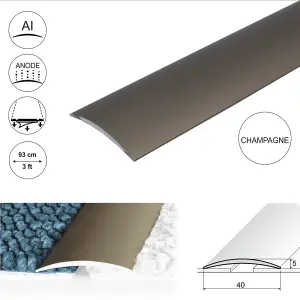 A13 40mm Anodised Aluminium Self Adhesive Door Threshold Strip - Champagne, 0.93m