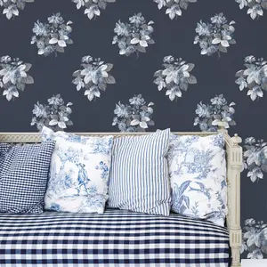 Galerie Secret Garden Navy/Blue Floral Bouquet Wallpaper Roll