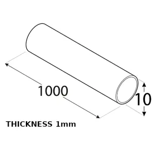 Anodized Aluminum Round Tube Circular Pipe Rod Pipe Rail - Size 1000x10x10x1mm - Pack of 3