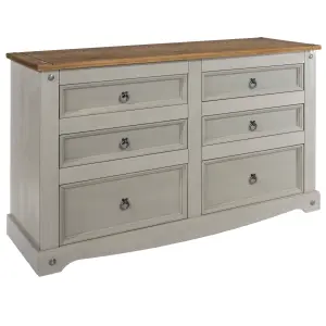 Premium Corona, Grey, 3+3 drawer wide chest of drawers