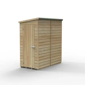 Forest Garden Beckwood Shiplap 6x3 ft Pent Natural timber Wooden Pressure treated Shed with floor (Base included) - Assembly service included