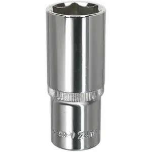 24mm Deep Drive Socket - Chrome Vanadium Forged Steel with 1/2 Inch Square Drive