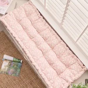 Rose Blush Cotton Leaf Indoor Outdoor Garden Bench Pad Cushion