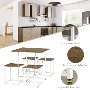 HOMCOM Modern 5-Piece Dining Table Set Metal Frame Square Kitchen Table