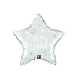 Qualatex Merry Christmas Star Shaped Festive Foil Balloon Silver (One Size)