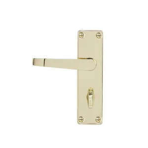 Colours Arsk Polished Brass effect Steel Straight Bathroom Door handle (L)101mm