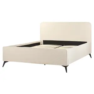 Corduroy EU King Size Bed Beige VALOGNES