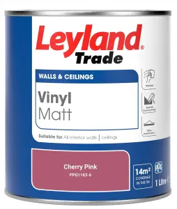 Leyland Trade Vinyl Matt Walls & Ceilings Emulsion Paint Cherry Pink (PPG1183-6) 1L