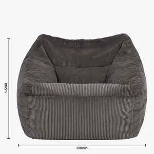 icon Morgan Corduroy Armchair Bean Bag and Pouffe Set Charcoal Grey Giant Bean Bag Chair