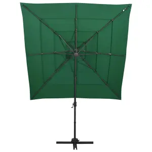 Berkfield 4-Tier Parasol with Aluminium Pole Green 250x250 cm